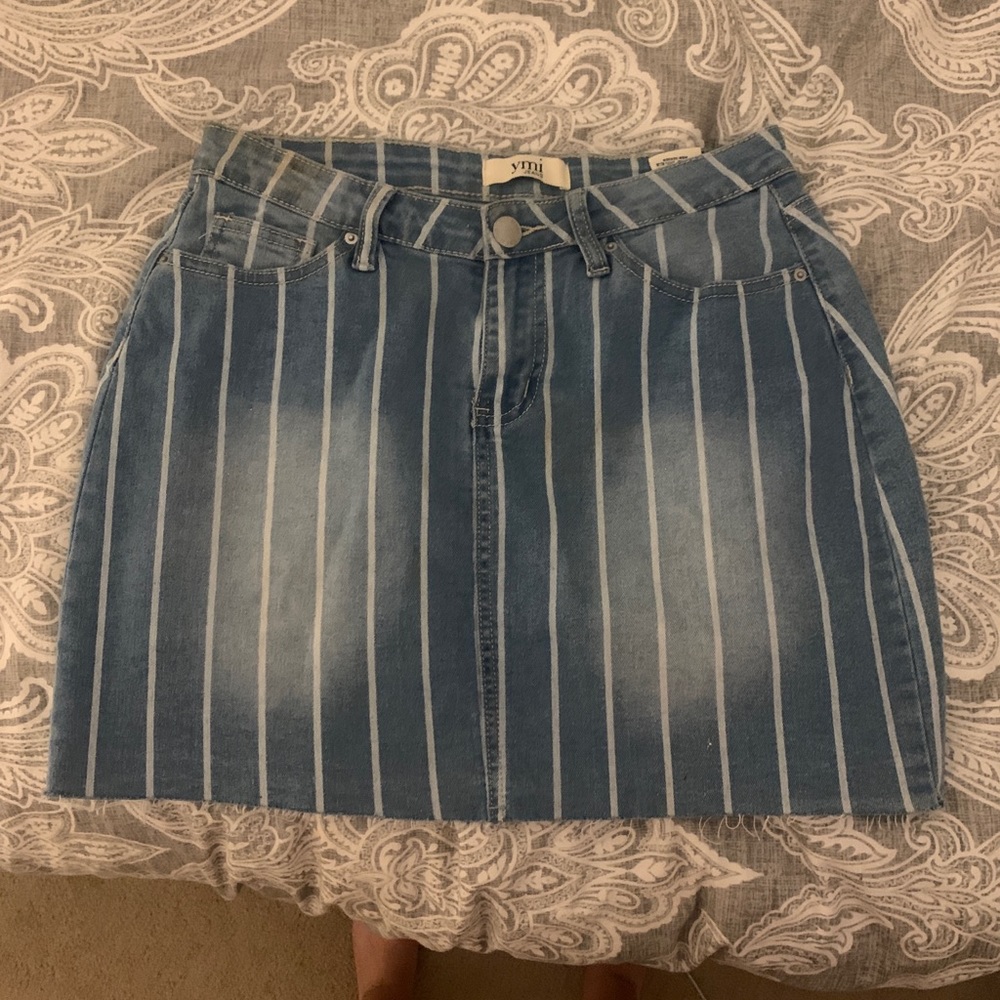Striped denim skirt